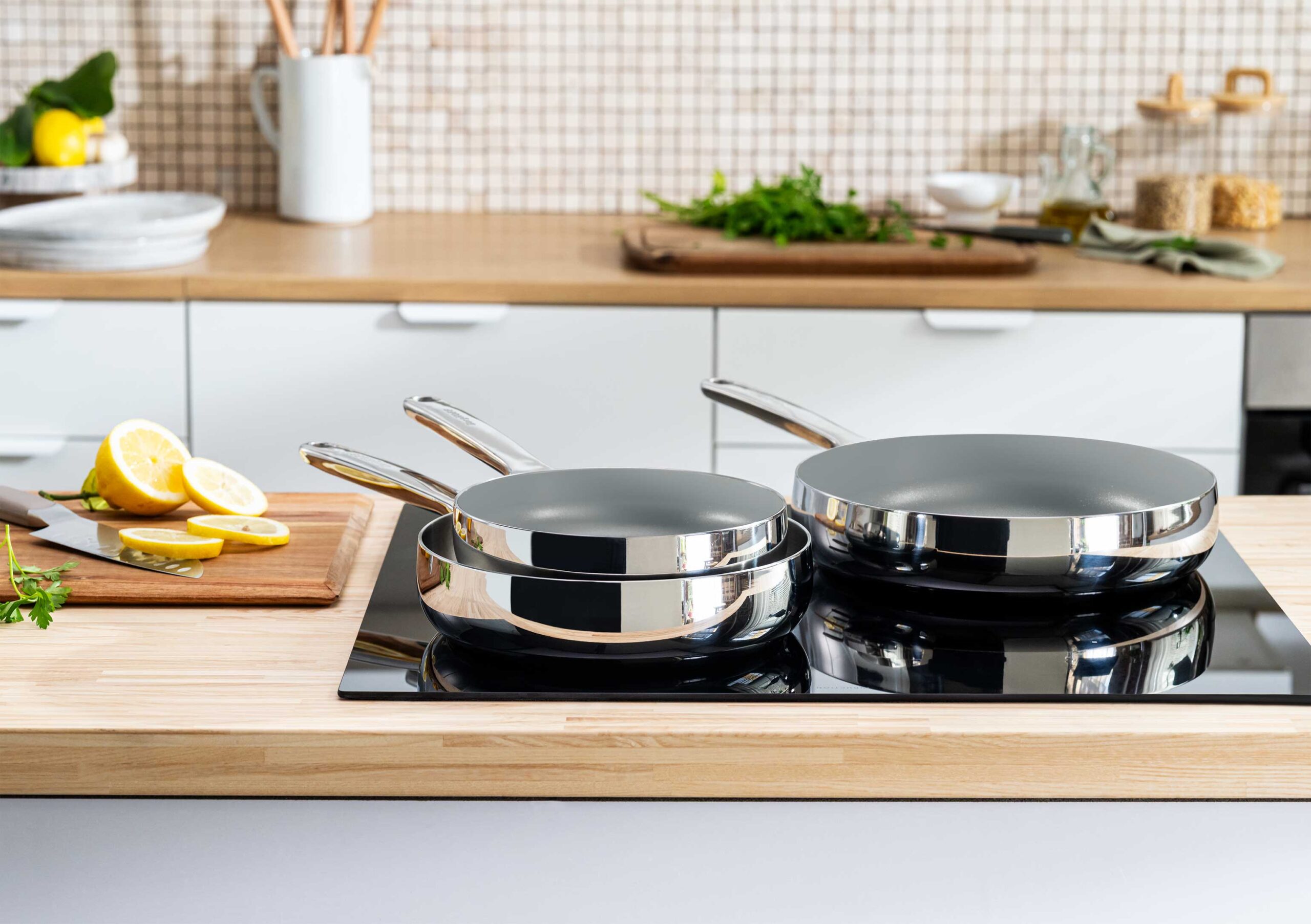 Front Page -BergHOFF Store Belly non stick frying pan trio stainless steel lifestyle scaled