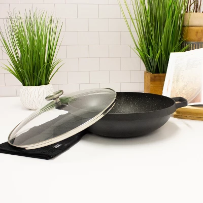 BergHOFF GEM Non-stick 12.5" Chinese Wok 5.7Qt., Black, Glass Lid 6 BergHOFF GEM Non-stick 12.5" Chinese Wok 5.7Qt., Black, Glass Lid - Image 4