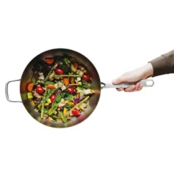 BergHOFF Graphite Recycled 18/10 Stainless Steel Wok Pan 11", 5.2qt. With Glass Lid -BergHOFF Store GUEST 10c751e6 7db9 48fe bae2 a4e18fe92b21