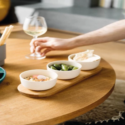 BergHOFF LEO Bamboo Serving Bowls Set With Tray, 9oz Each, White 4 BergHOFF LEO Bamboo Serving Bowls Set With Tray, 9oz Each, White - Image 2