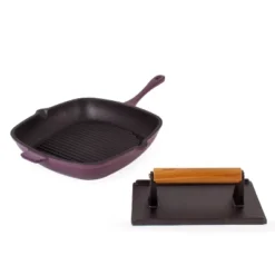 BergHOFF Neo 2Pc Cast Iron Grill Set, Grill Pan & Bacon/Steak Press -BergHOFF Store GUEST 23ef90f2 0d77 4e05 b734 4e28ac7c28ba