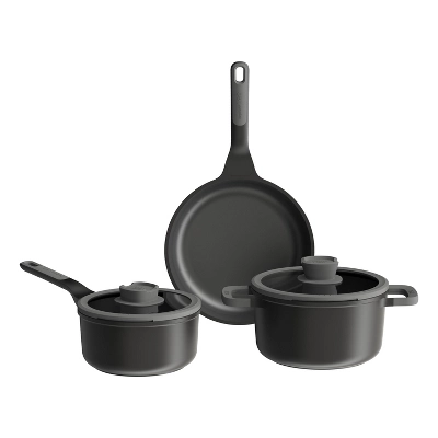 BergHOFF Leo Stone+ Nonstick Ceramic Cookware Set With Glass Lid, Recycled Cast Aluminum 11 BergHOFF Leo Stone+ Nonstick Ceramic Cookware Set With Glass Lid, Recycled Cast Aluminum - Image 9