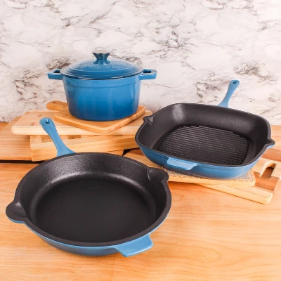 BergHOFF Neo 4Pc Cast Iron Cookware Set, Square Grill Pan 11", Fry Pan 10" & 3qt. Covered Dutch Oven 3 BergHOFF Neo 4Pc Cast Iron Cookware Set, Square Grill Pan 11", Fry Pan 10" & 3qt. Covered Dutch Oven