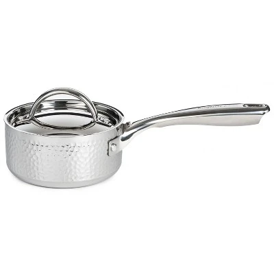 BergHOFF Vintage Tri-Ply Stainless Steel Saucepan With Stainless Steel Lid, Hammered, Silver 11 BergHOFF Vintage Tri-Ply Stainless Steel Saucepan With Stainless Steel Lid, Hammered, Silver - Image 9