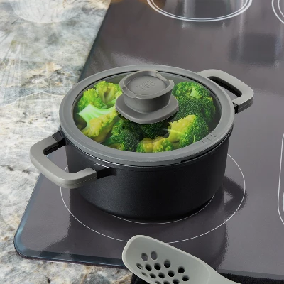 BergHOFF Leo Stone+ Nonstick Ceramic Cookware Set With Glass Lid, Recycled Cast Aluminum 9 BergHOFF Leo Stone+ Nonstick Ceramic Cookware Set With Glass Lid, Recycled Cast Aluminum - Image 7