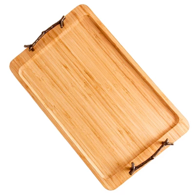 BergHOFF Bamboo Tray With Wrought Iron Handles, 15.5" 3 BergHOFF Bamboo Tray With Wrought Iron Handles, 15.5"