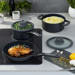 BergHOFF Leo Stone+ 10Pc Nonstick Ceramic Cookware Set With Glass Lid, Recycled Cast Aluminum -BergHOFF Store GUEST 3b8834a1 d814 49c9 96c3 4cf83cafb719