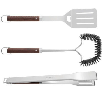 BergHOFF Essentials 3Pc BBQ Tool Set, Wood Handle 5 BergHOFF Essentials 3Pc BBQ Tool Set, Wood Handle - Image 3
