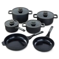 BergHOFF Leo Stone+ 10Pc Nonstick Ceramic Cookware Set With Glass Lid, Recycled Cast Aluminum -BergHOFF Store GUEST 58365234 025a 4b3b 90b2 b3f30c187b50