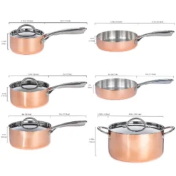 BergHOFF Vintage Tri-Ply Copper Stainless Steel Cookware Set With Stainless Steel Lids, Gold -BergHOFF Store GUEST 634435fd d0db 4726 8c3a 2f6e2470e958