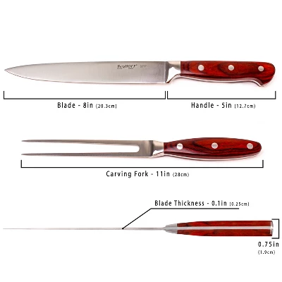 BergHOFF Pakka Wood 3Pc Stainless Steel Carving Set With Case 7 BergHOFF Pakka Wood 3Pc Stainless Steel Carving Set With Case - Image 5