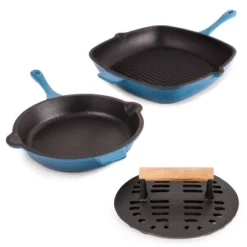 BergHOFF Neo 3Pc Cast Iron Cookware Set, Fry Pan 10", Square Grill Pan 11" & Slotted Steak Press -BergHOFF Store GUEST 72969833 6d9d 4008 9793 75d987ec9634