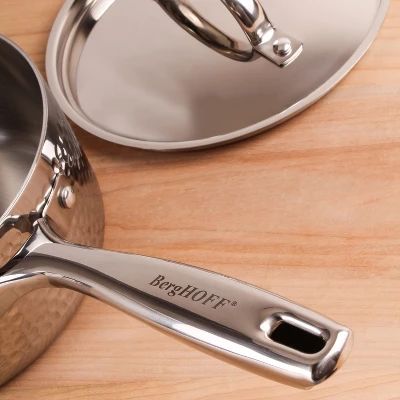 BergHOFF Vintage Tri-Ply Stainless Steel Saucepan With Stainless Steel Lid, Hammered, Silver 4 BergHOFF Vintage Tri-Ply Stainless Steel Saucepan With Stainless Steel Lid, Hammered, Silver - Image 2