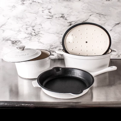 BergHOFF Neo 5Pc Cast Iron Cookware Set, 3Qt Covered Dutch Oven, 5Qt Covered Stock Pot, & 10" Fry Pan 3 BergHOFF Neo 5Pc Cast Iron Cookware Set, 3Qt Covered Dutch Oven, 5Qt Covered Stock Pot, & 10" Fry Pan