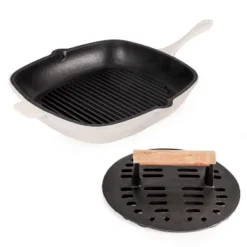 BergHOFF Neo 2Pc Cast Iron Set: 11" Grill Pan & With Slotted Steak Press -BergHOFF Store GUEST 8af5a702 5141 4ea4 a76b ac85a5f3c46c