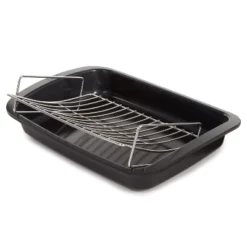 BergHOFF Graphite Non-stick Recycled Cast Aluminum Roaster With Removable Rack 16.5" X 11" X 2.75" -BergHOFF Store GUEST 99531332 a64e 4923 ba70 df4e3521751c