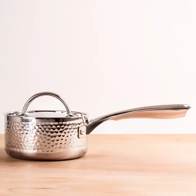 BergHOFF Vintage Tri-Ply Stainless Steel Saucepan With Stainless Steel Lid, Hammered, Silver 8 BergHOFF Vintage Tri-Ply Stainless Steel Saucepan With Stainless Steel Lid, Hammered, Silver - Image 6