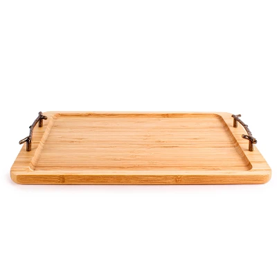 BergHOFF Bamboo Tray With Wrought Iron Handles, 15.5" 7 BergHOFF Bamboo Tray With Wrought Iron Handles, 15.5" - Image 5
