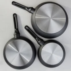 BergHOFF Helix 3Pc Nonstick Ceramic Frying Pan Set, Recycled Aluminum, Black -BergHOFF Store GUEST aacf102a 9e67 4d4a ae80 b31b4c8ddfc3