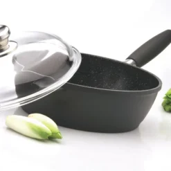 BergHOFF Scala Non-stick Cast Aluminum Saute Pan, Detachable Handle, Glass Lid
