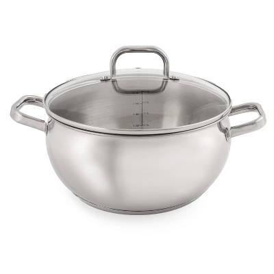 BergHOFF Belly Shape 18/10 Stainless Steel 9.5" Stockpot With Glass Lid 5.5Qt. 9 BergHOFF Belly Shape 18/10 Stainless Steel 9.5" Stockpot With Glass Lid 5.5Qt. - Image 7