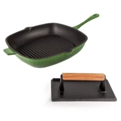BergHOFF Neo 2Pc Cast Iron Grill Set, Grill Pan & Bacon/Steak Press -BergHOFF Store GUEST bb21c8b2 9df7 4820 be18 f4f7e1e7f407
