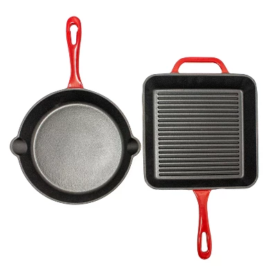 BergHOFF 2Pc Enamel Cast Iron Cookware Set, 10" Fry Pan & Grill Pan 11 BergHOFF 2Pc Enamel Cast Iron Cookware Set, 10" Fry Pan & Grill Pan - Image 9