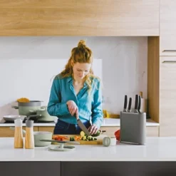 BergHOFF Balance Non-stick Stainless Steel 6Pc Knife Block Set, Recycled Material, Grey -BergHOFF Store GUEST c6235c7c 18d8 4443 af84 5263d1c7fae1 1