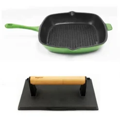 BergHOFF Neo 2Pc Cast Iron Grill Set, Grill Pan & Bacon/Steak Press -BergHOFF Store GUEST d04c2123 167c 44f5 8ee7 276d5a45cead