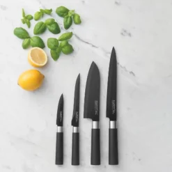 BergHOFF Essentials 4Pc Ceramic Coated Knife Set, Black