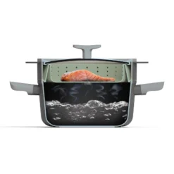 BergHOFF Balance Non-stick Silicone Collapsible Steamer Basket & Strainer 10", Recycled Material, Sage -BergHOFF Store GUEST de4d77de 922e 4532 bd11 0f6d0df438e8