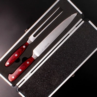 BergHOFF Pakka Wood 3Pc Stainless Steel Carving Set With Case 3 BergHOFF Pakka Wood 3Pc Stainless Steel Carving Set With Case